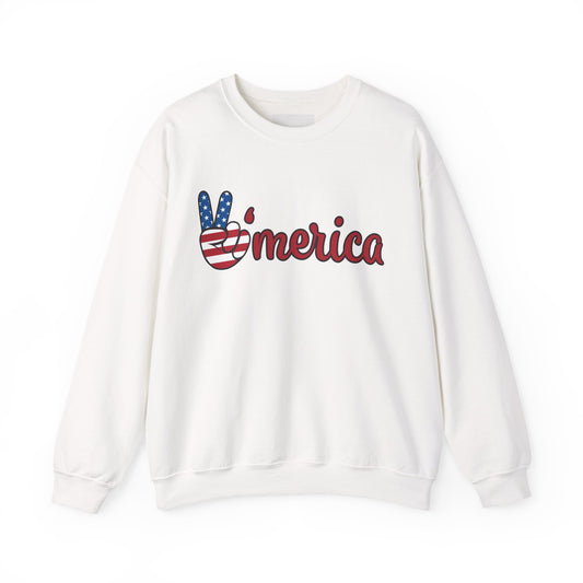 'Merica Peace Sign Sweatshirt – Patriotic 4th of July Crewneck